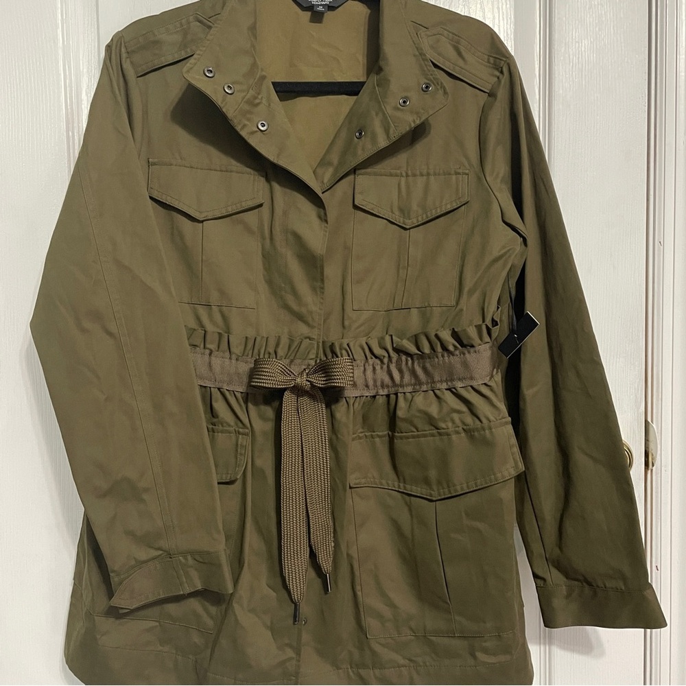 Vera Wang Military Army Green 4 Pocket Utility Jacket with Bow Front Tie Medium - Picture 5 of 9
